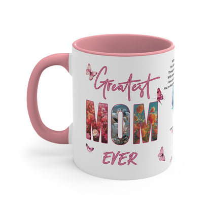 Greatest Mom Ever, Mother's Day Gift, Interactive Coffee Mug Gift for Mom, Audio Music Lyrics QR Code Scanning Mug, Two-Tone Accent, 11oz White Mug