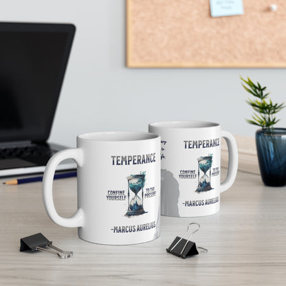 Marcus Aurelius Quote Mug - "Confine yourself to the present. Remember that very little is needed to make a happy life." - INTERACTIVE Stoicism Quote Mug - Scannable QR Code - Black Mug