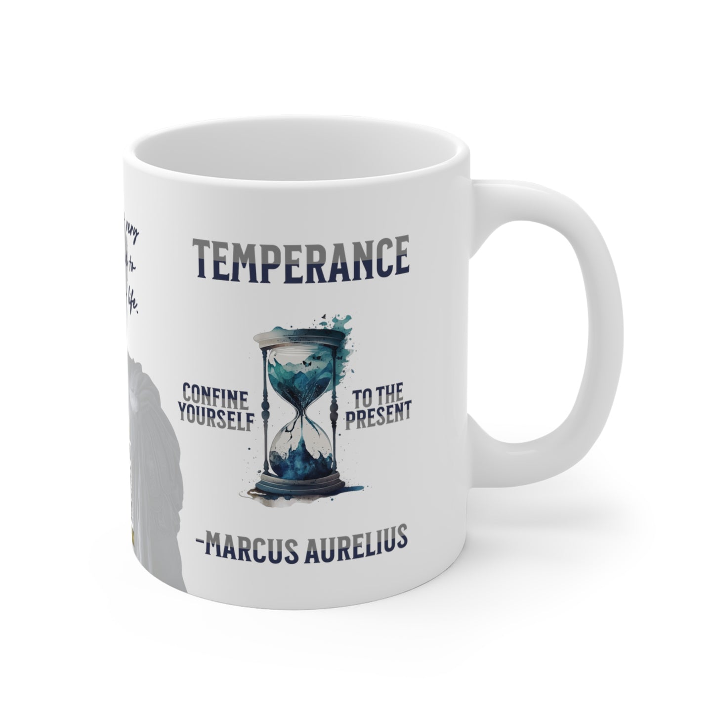 Marcus Aurelius Quote Mug - "Confine yourself to the present. Remember that very little is needed to make a happy life." - INTERACTIVE Stoicism Quote Mug - Scannable QR Code - Black Mug