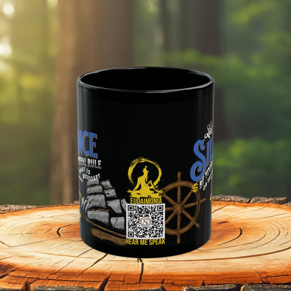 Epictetus Quote Mug - "Let Silence Be Your General Rule" - INTERACTIVE Stoicism Quote Mug - Scannable QR Code - Black Mug