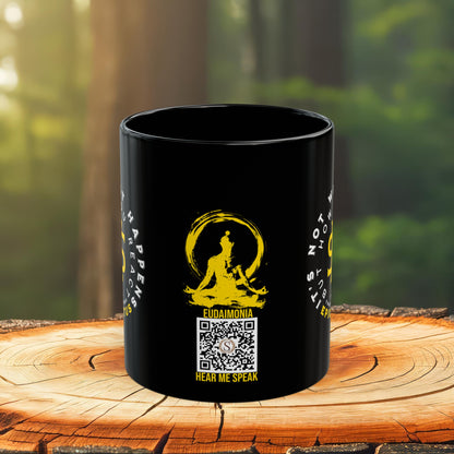 Epictetus Quote Mug - "It's not what happens but how you react to it that matters." - INTERACTIVE Stoicism Quote Mug - Scannable QR Code - Black Mug