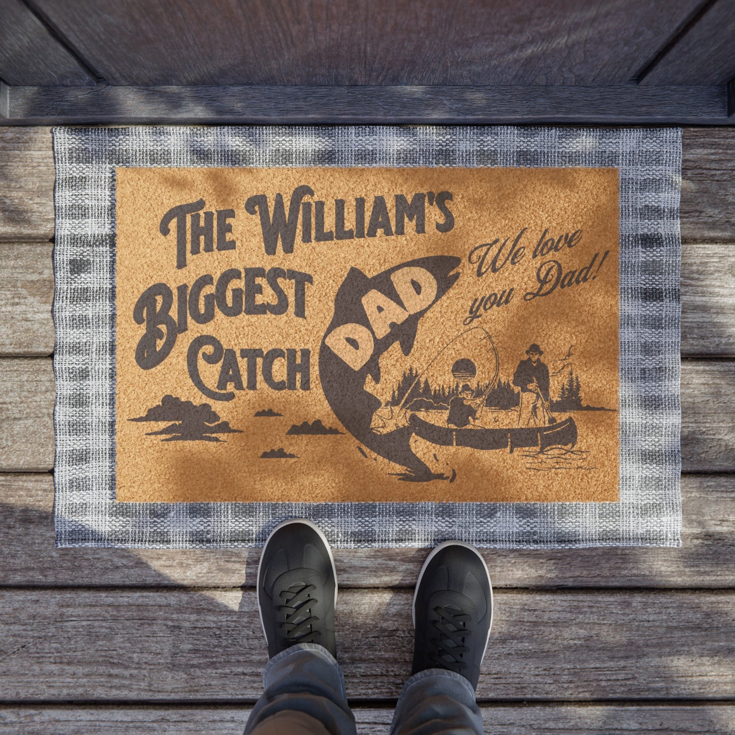 [Personalized] Our Family's Biggest Catch Welcome Custom Mat