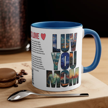 Momma's Love, Mother's Day Gift, Interactive Coffee Mug Gift for Mom, Audio Music Lyrics QR Code Scanning Mug, Two-Tone Accent, 11oz White Mug