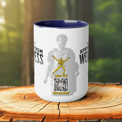 Seneca Quote Mug: "All cruelty springs from weakness" - INTERACTIVE Stoicism Quote Mug - Scannable QR Code - Black Mug