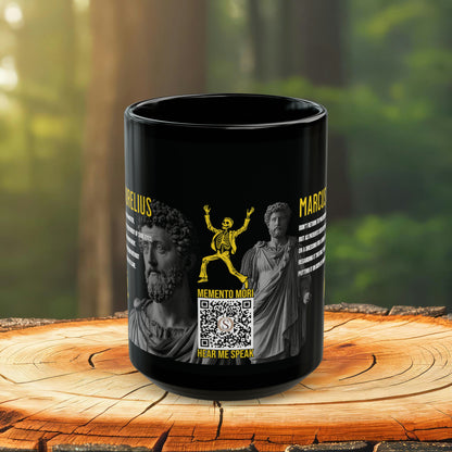 Marcus Aurelius Quote Mug: "Don't return to philosophy as a taskmaster" - INTERACTIVE Stoicism Quote Mug - Scannable QR Code - Black Mug