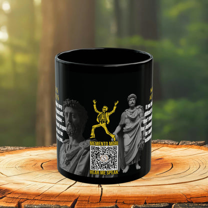 Marcus Aurelius Quote Mug: "If you find something very difficult to achieve yourself" - INTERACTIVE Stoicism Quote Mug - Scannable QR Code - Black Mug