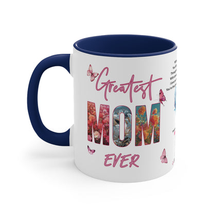 Greatest Mom Ever, Mother's Day Gift, Interactive Coffee Mug Gift for Mom, Audio Music Lyrics QR Code Scanning Mug, Two-Tone Accent, 11oz White Mug