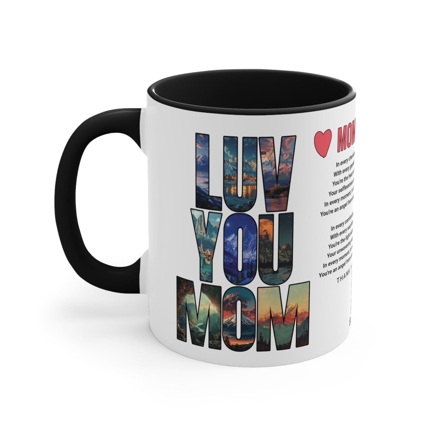 Momma's Love, Mother's Day Gift, Interactive Coffee Mug Gift for Mom, Audio Music Lyrics QR Code Scanning Mug, Two-Tone Accent, 11oz White Mug