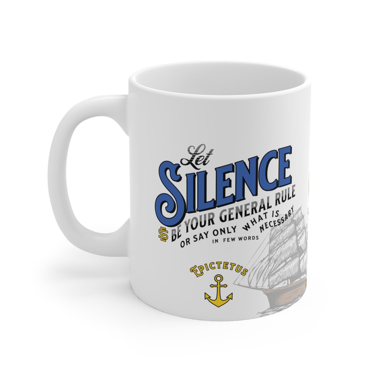 Epictetus Quote Mug - "Let Silence Be Your General Rule" - INTERACTIVE Stoicism Quote Mug - Scannable QR Code - Black Mug