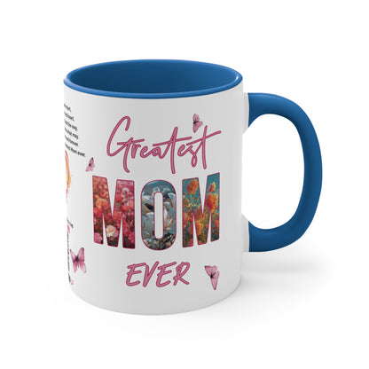 Greatest Mom Ever, Mother's Day Gift, Interactive Coffee Mug Gift for Mom, Audio Music Lyrics QR Code Scanning Mug, Two-Tone Accent, 11oz White Mug