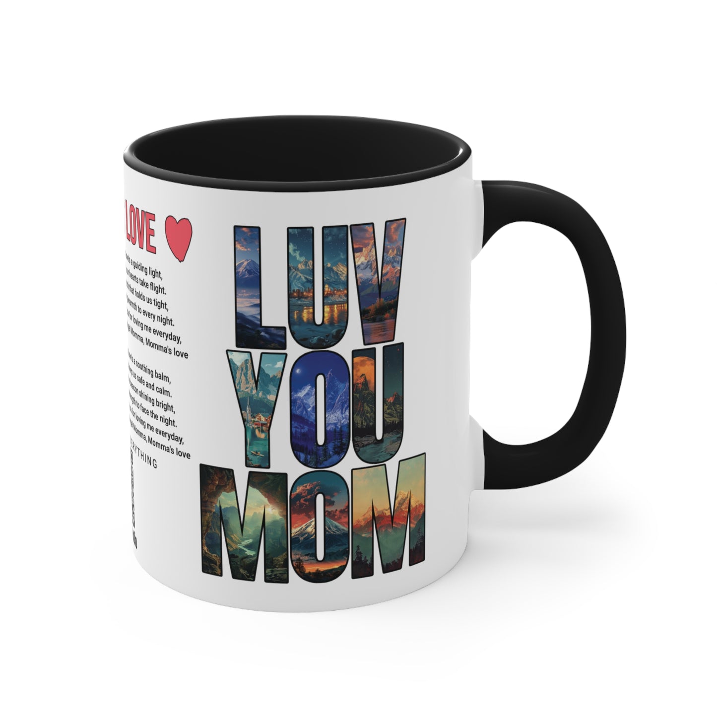 Momma's Love, Mother's Day Gift, Interactive Coffee Mug Gift for Mom, Audio Music Lyrics QR Code Scanning Mug, Two-Tone Accent, 11oz White Mug