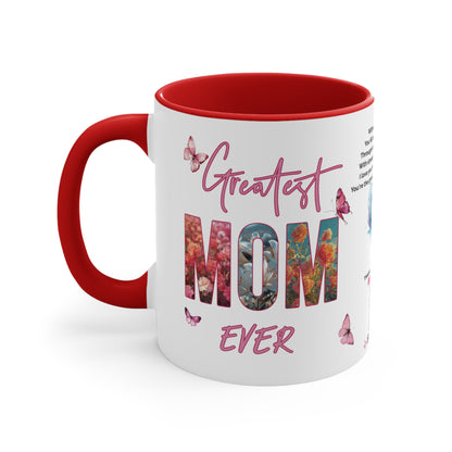 Greatest Mom Ever, Mother's Day Gift, Interactive Coffee Mug Gift for Mom, Audio Music Lyrics QR Code Scanning Mug, Two-Tone Accent, 11oz White Mug