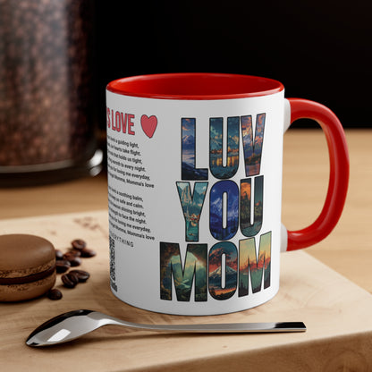 Momma's Love, Mother's Day Gift, Interactive Coffee Mug Gift for Mom, Audio Music Lyrics QR Code Scanning Mug, Two-Tone Accent, 11oz White Mug