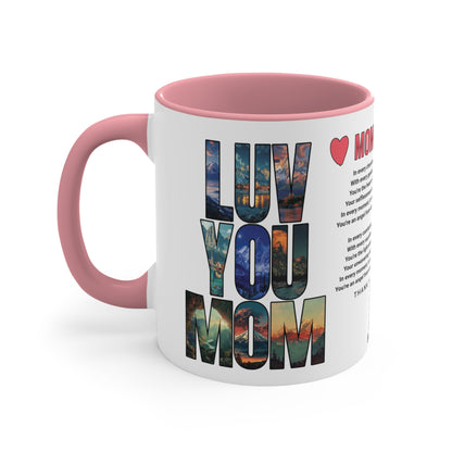 Momma's Love, Mother's Day Gift, Interactive Coffee Mug Gift for Mom, Audio Music Lyrics QR Code Scanning Mug, Two-Tone Accent, 11oz White Mug