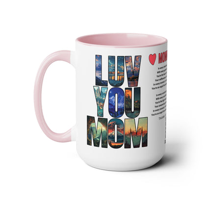 Momma's Love, Mother's Day Gift, Interactive Coffee Mug Gift for Mom, Audio Music Lyrics QR Code Scanning Mug, Two-Tone Accent, 11oz White Mug