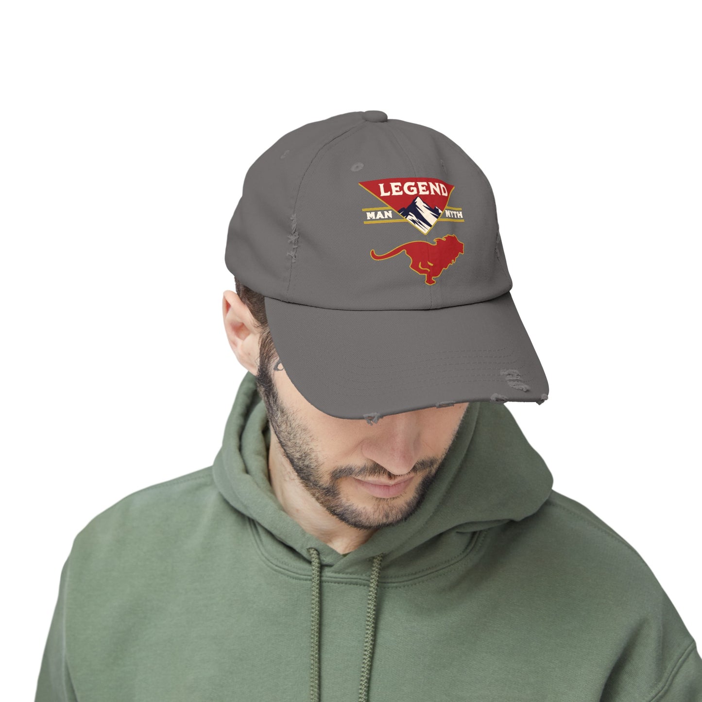 Man Myth Legend LION Distressed Cap