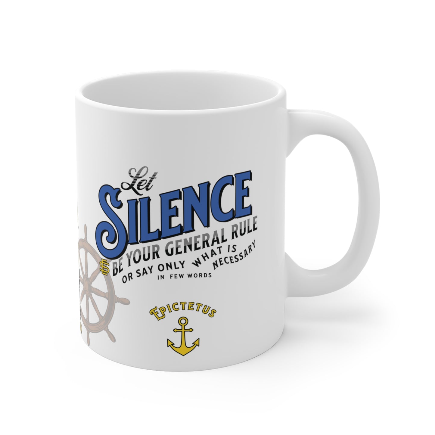 Epictetus Quote Mug - "Let Silence Be Your General Rule" - INTERACTIVE Stoicism Quote Mug - Scannable QR Code - Black Mug