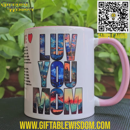 Momma's Love, Mother's Day Gift, Interactive Coffee Mug Gift for Mom, Audio Music Lyrics QR Code Scanning Mug, Two-Tone Accent, 11oz White Mug